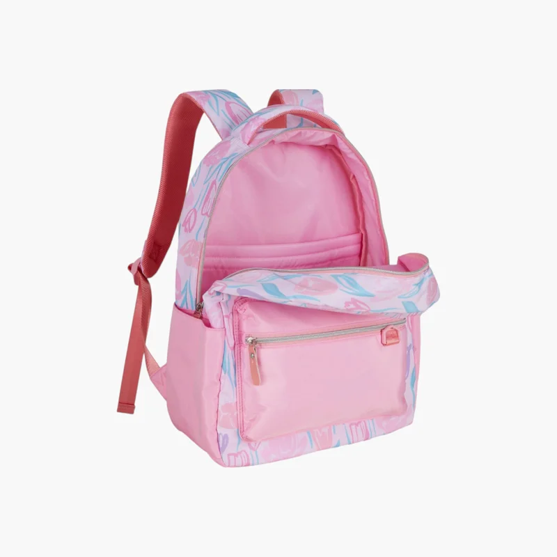 PAUSE Printed Backpack in Pink for Girls